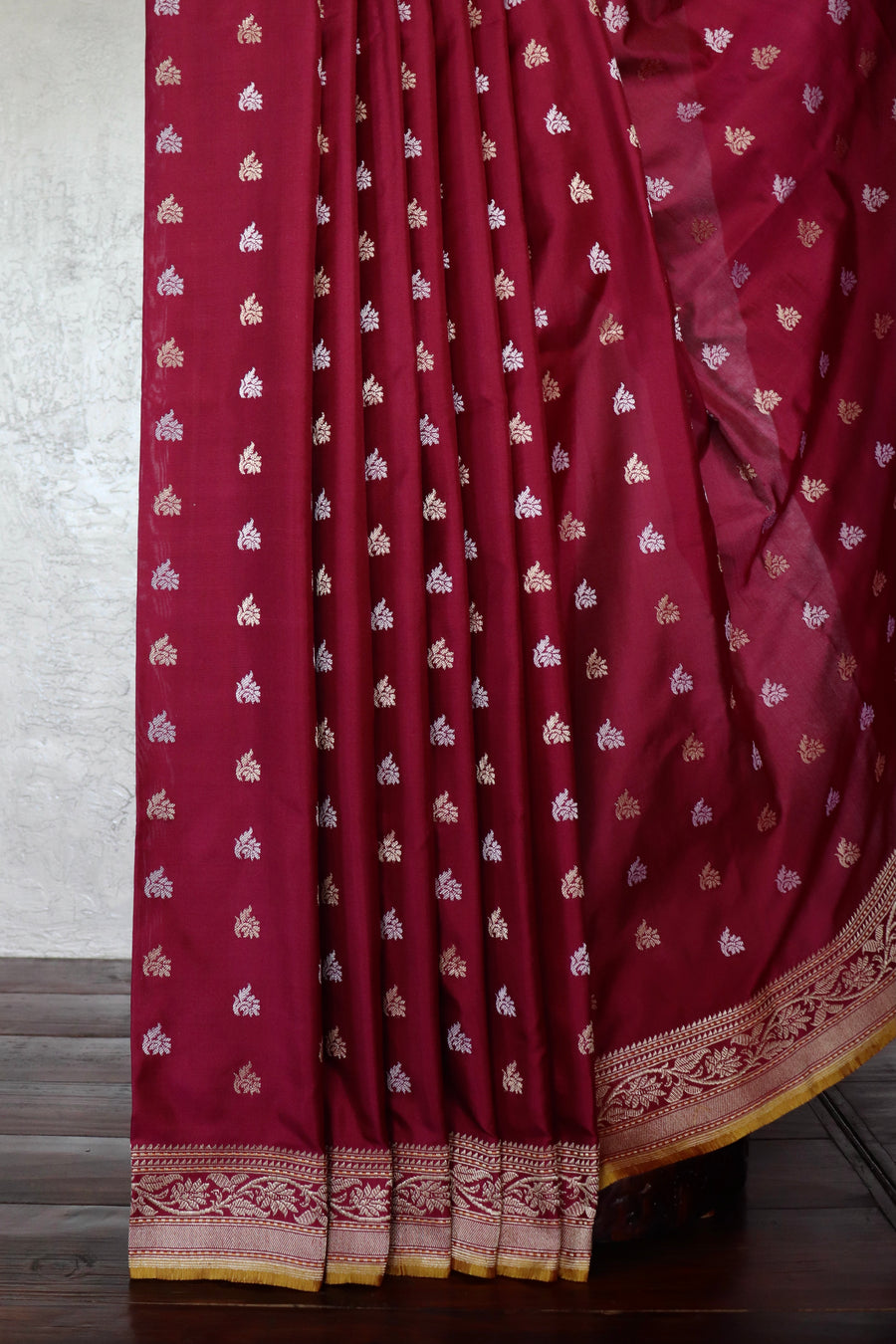 Burgundy Kadhua Motif Pure Silk Handloom Banarasi