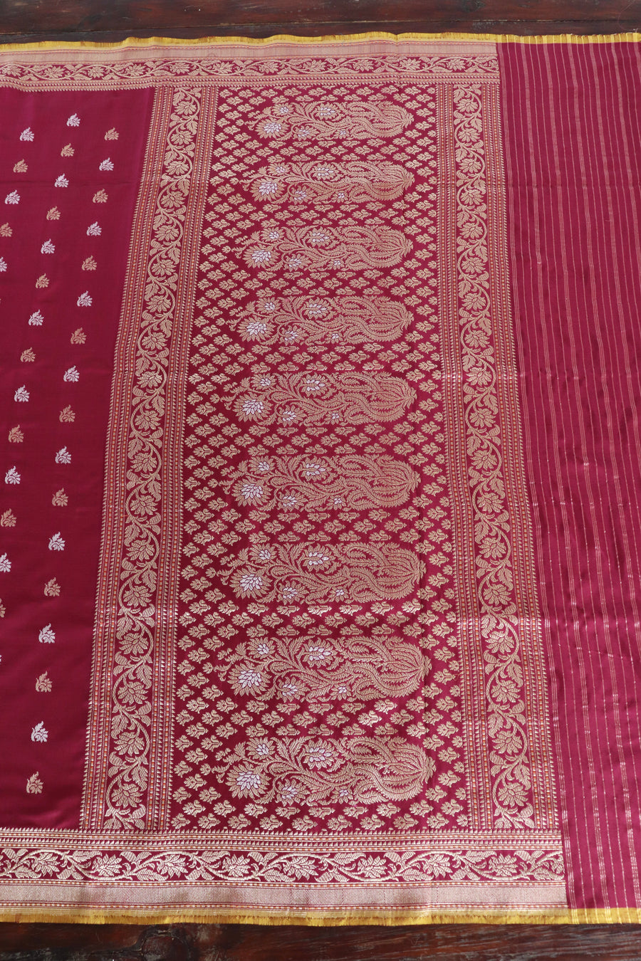 Burgundy Kadhua Motif Pure Silk Handloom Banarasi