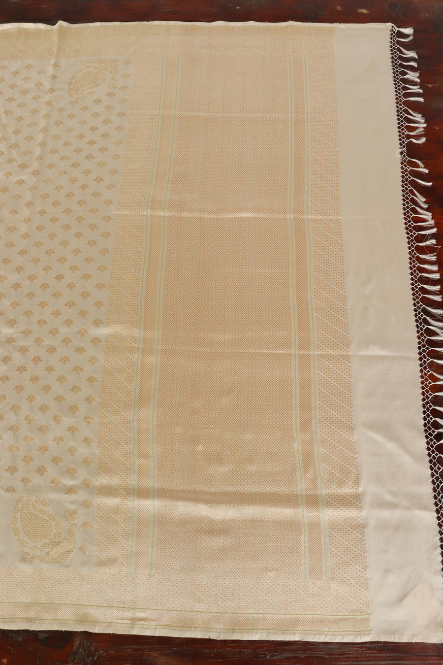Shwetambri Matsya Buti Pure Zari Silk Saree
