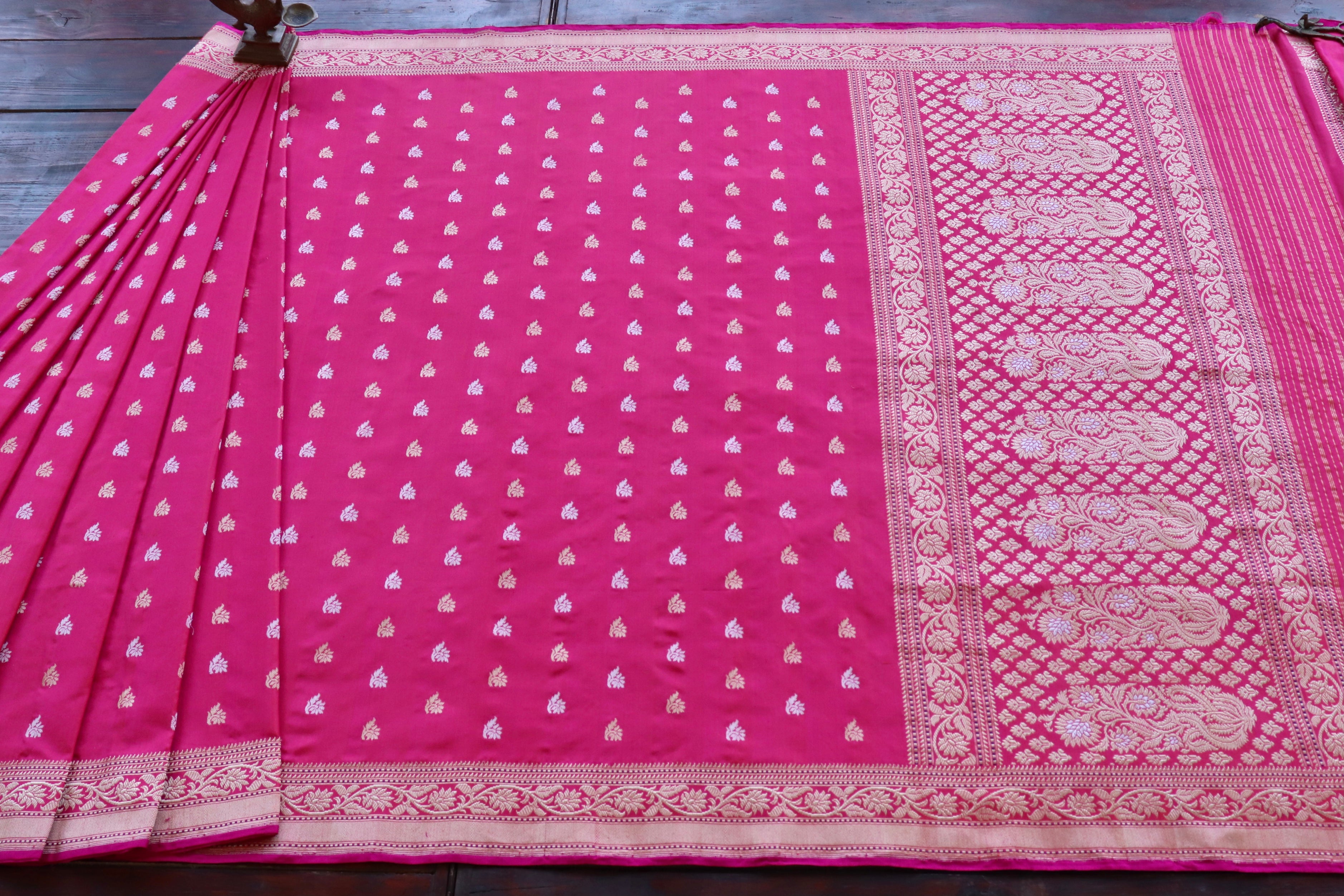 Rani Pink Sona Rupa Pure Silk Handloom Banarasi Saree