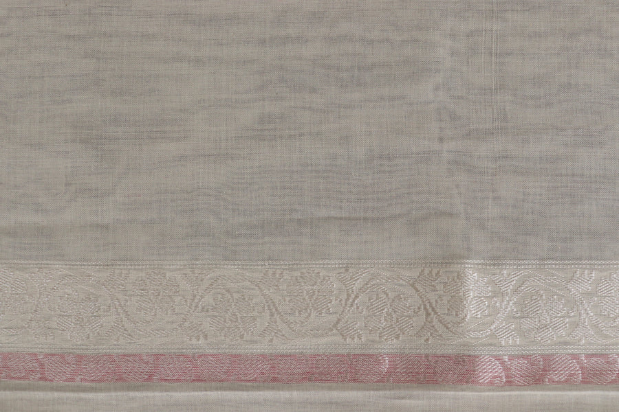 Ivory Pastel Buti Cotton Kadhua Motif Banarasi Handloom Saree