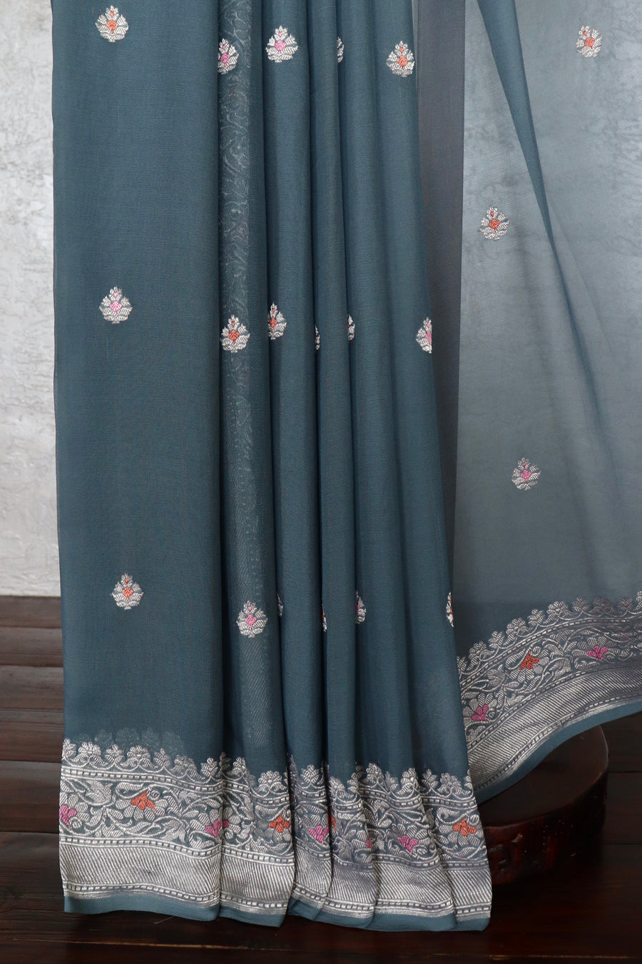 Grey Kadhua Georgette Banarasi Handloom Saree