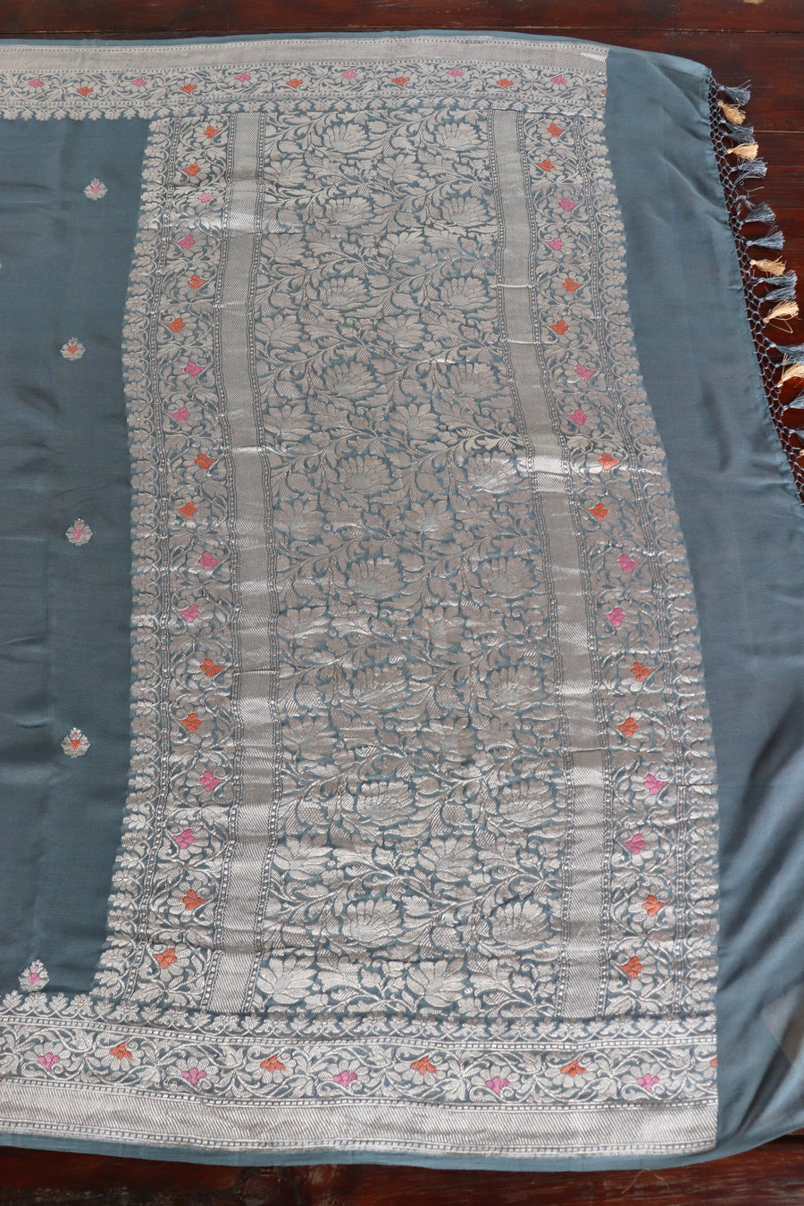 Grey Kadhua Georgette Banarasi Handloom Saree