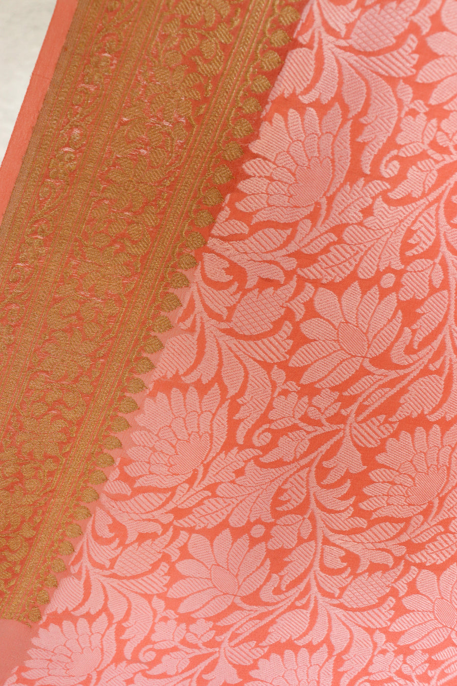 Pink Tanchoi Georgette Banarasi Handloom Saree