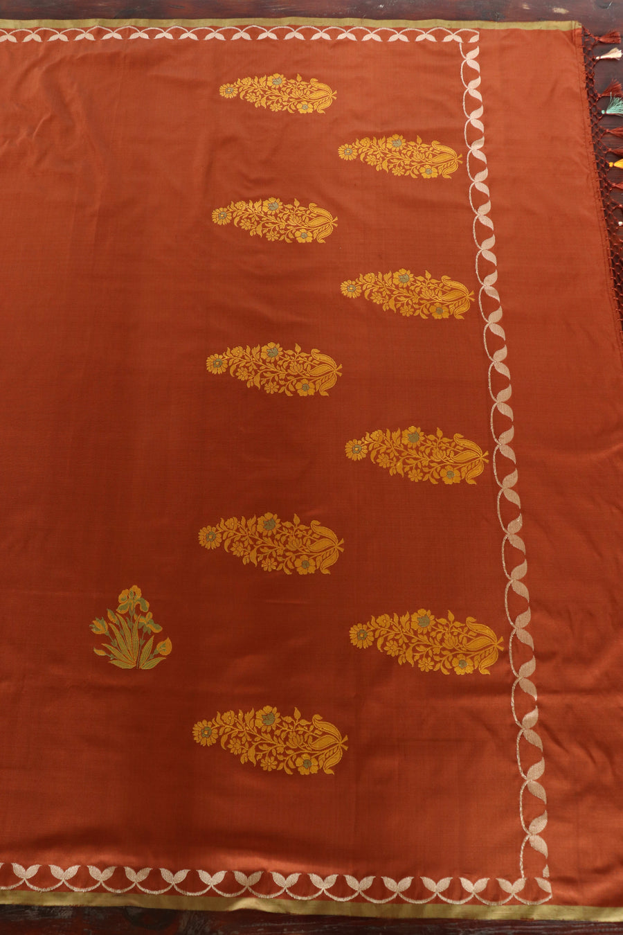 Rust Kadhua Meenadar Banarsi Handloom Saree