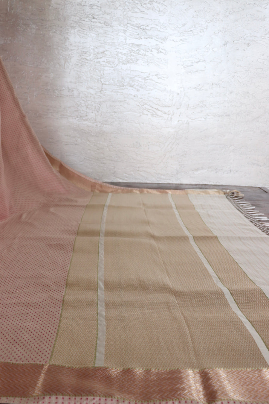 Blush Pink Butidar Banarsi Silk Saree — SKU 2027180801