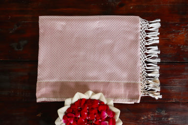 Pink handloom Banarsi saree with buti motifs in pure silk