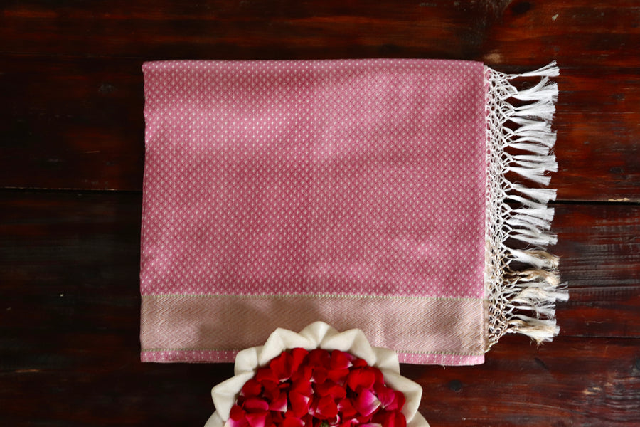 Blush Pink Butidar Banarsi Silk Saree — SKU 2027180801