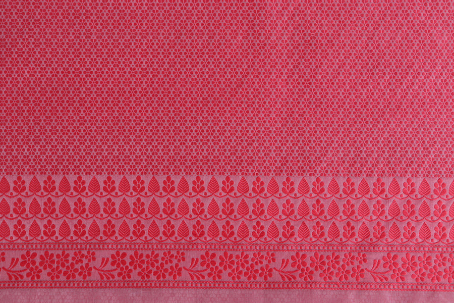 Red Resham Kadhua Pure Kora Silk Handloom Saree