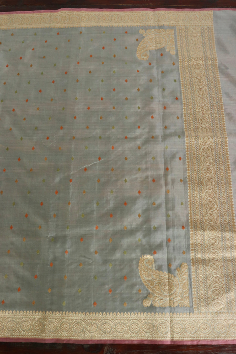 Light Green Kadhua Motif Pure Kora Silk Handloom Banarasi Saree