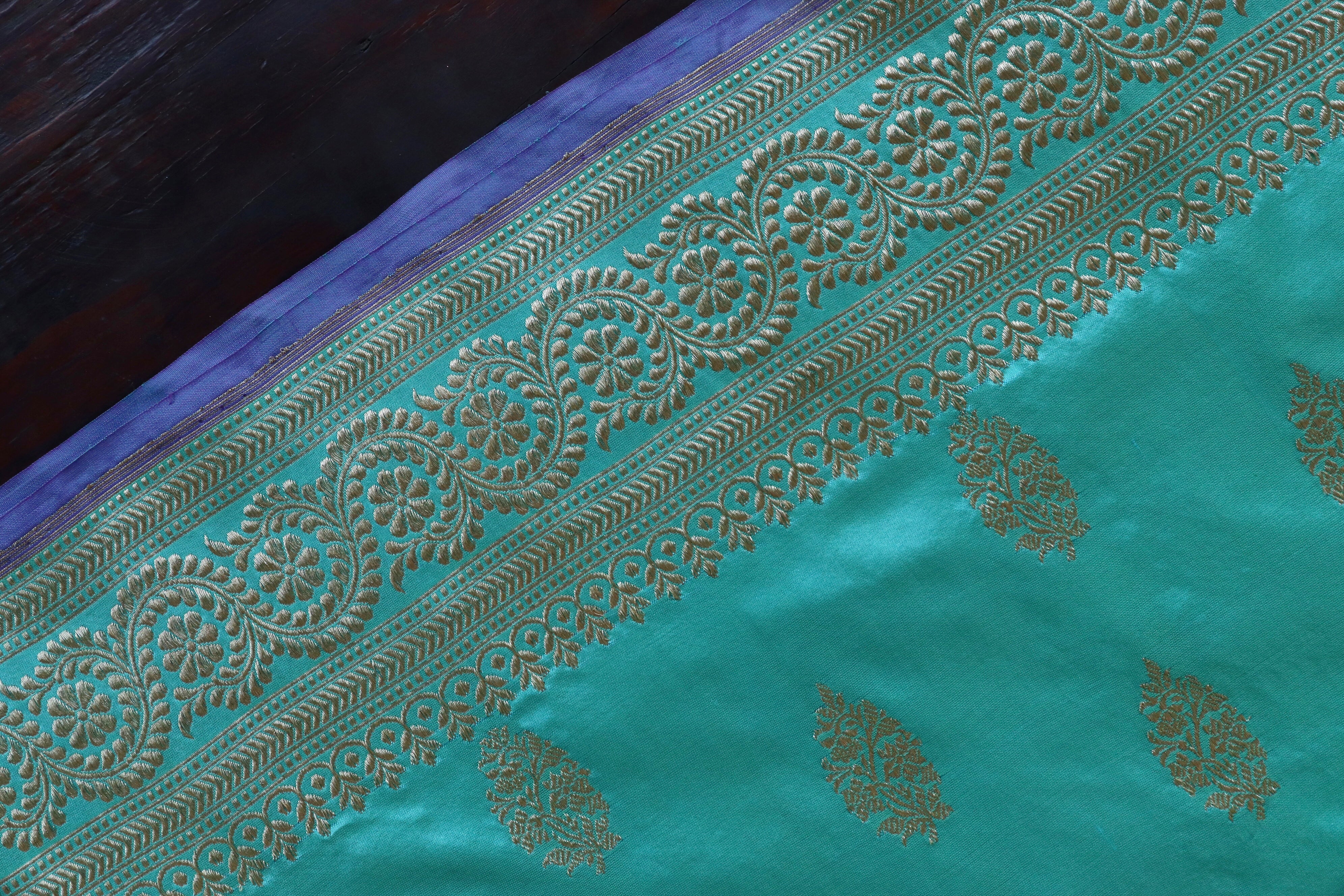 Sky Blue Kadhua Pure Silk Handloom Banarasi Saree
