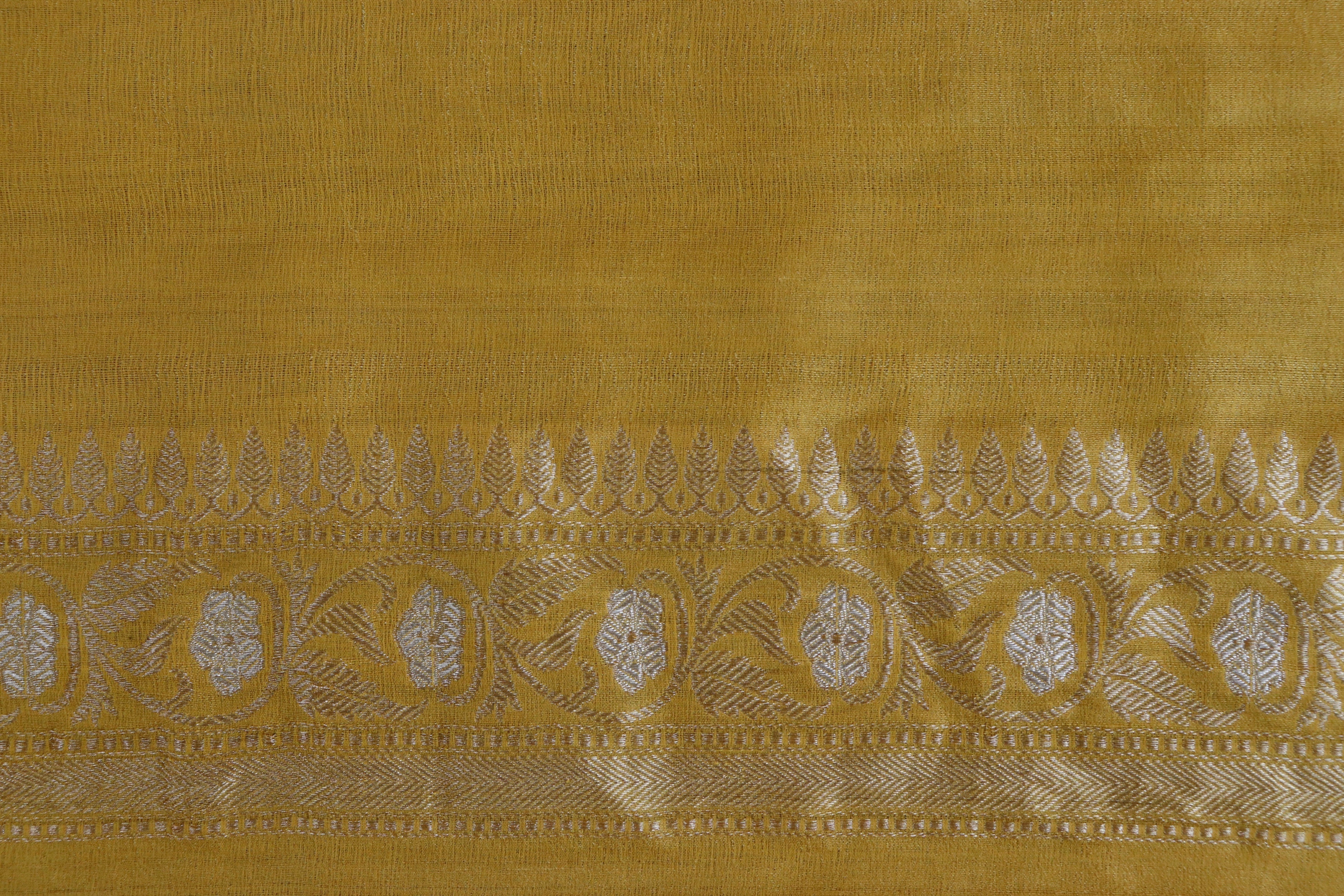 Yellow Sona Rupa Motif Handwoven Tussar Silk Saree