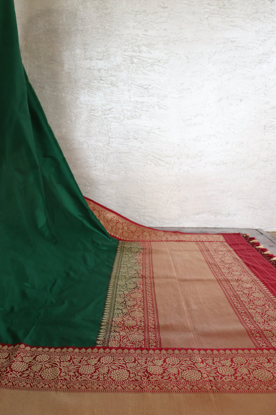 Green & Maroon Kadhua Pure Katan Silk Handloom Banarasi Saree