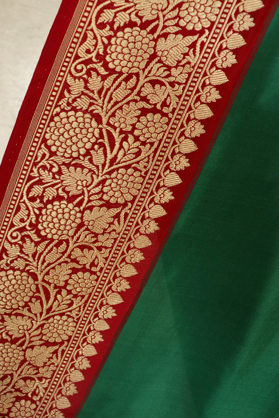 Green & Maroon Kadhua Pure Katan Silk Handloom Banarasi Saree