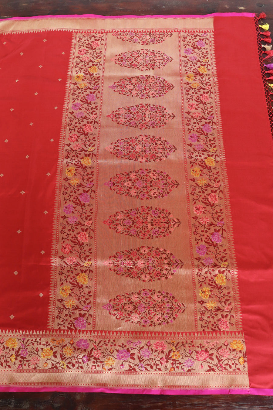 Red Meenadar Kadhua  Pure Silk Handloom Banarasi Saree