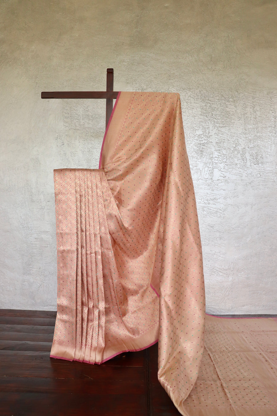 Rose Meenadar Broacde Banarsi Silk Saree