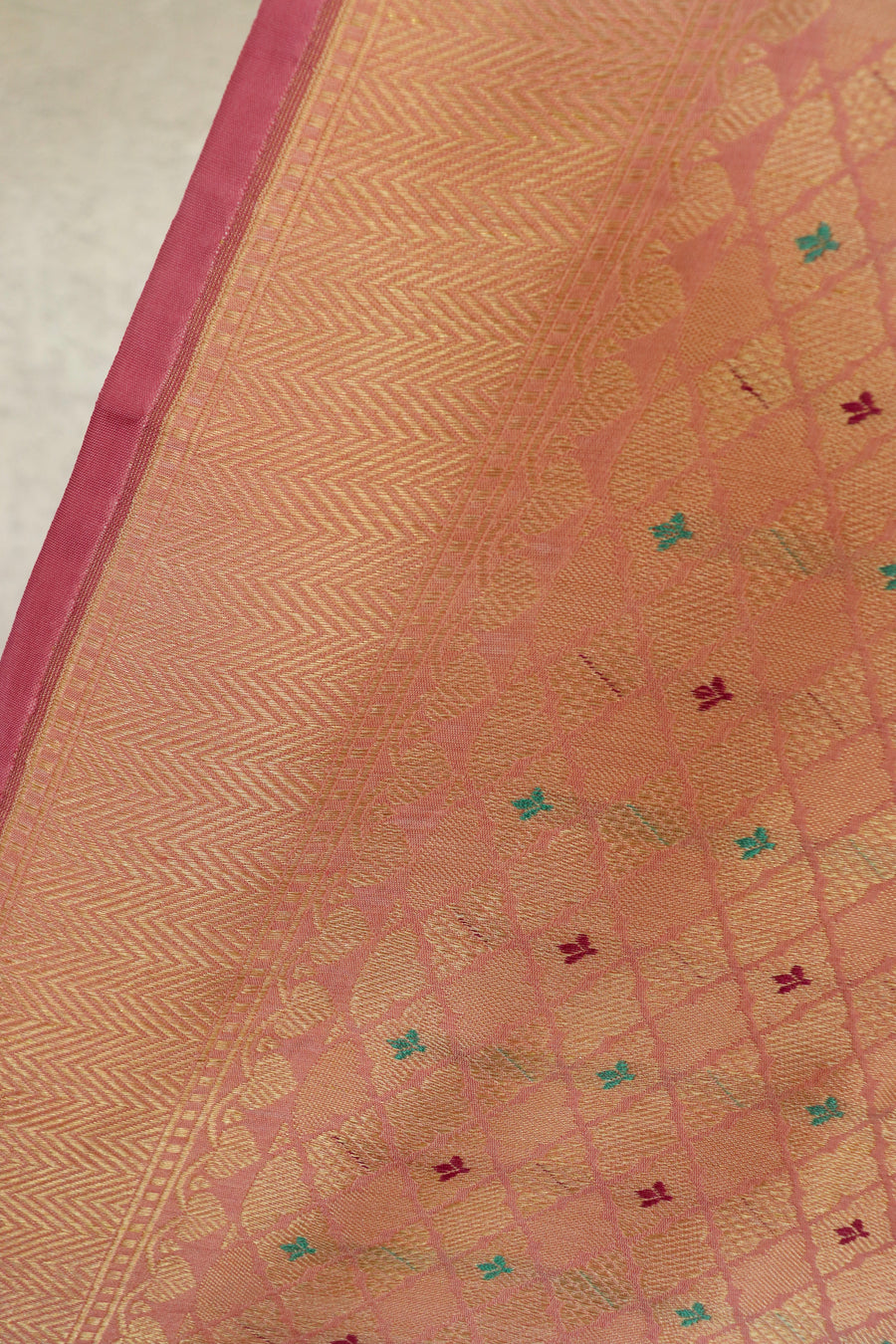 Rose Meenadar Broacde Banarsi Silk Saree