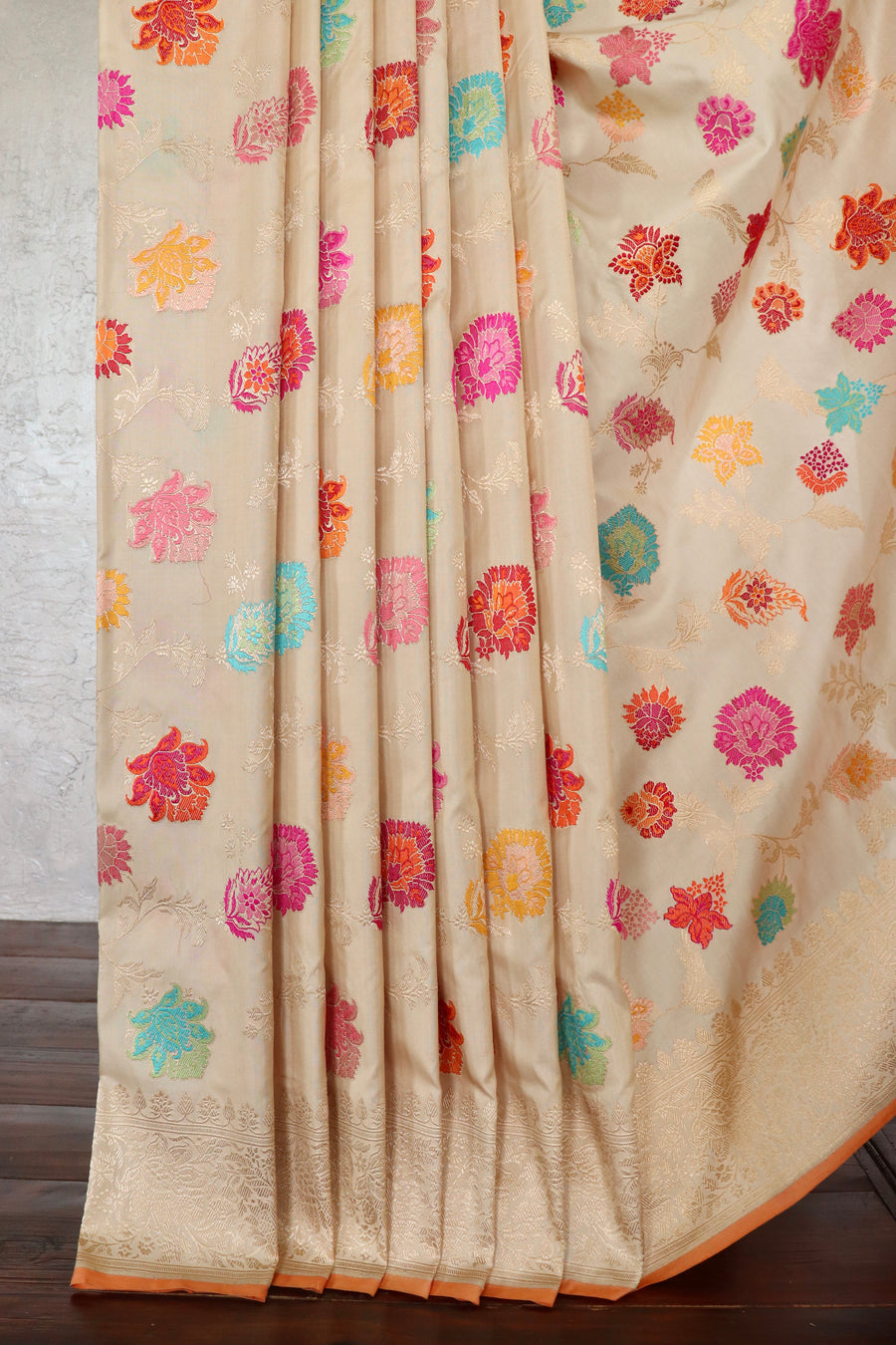 Ivory Kimkhab Pure Silk Banarasi Handloom Saree
