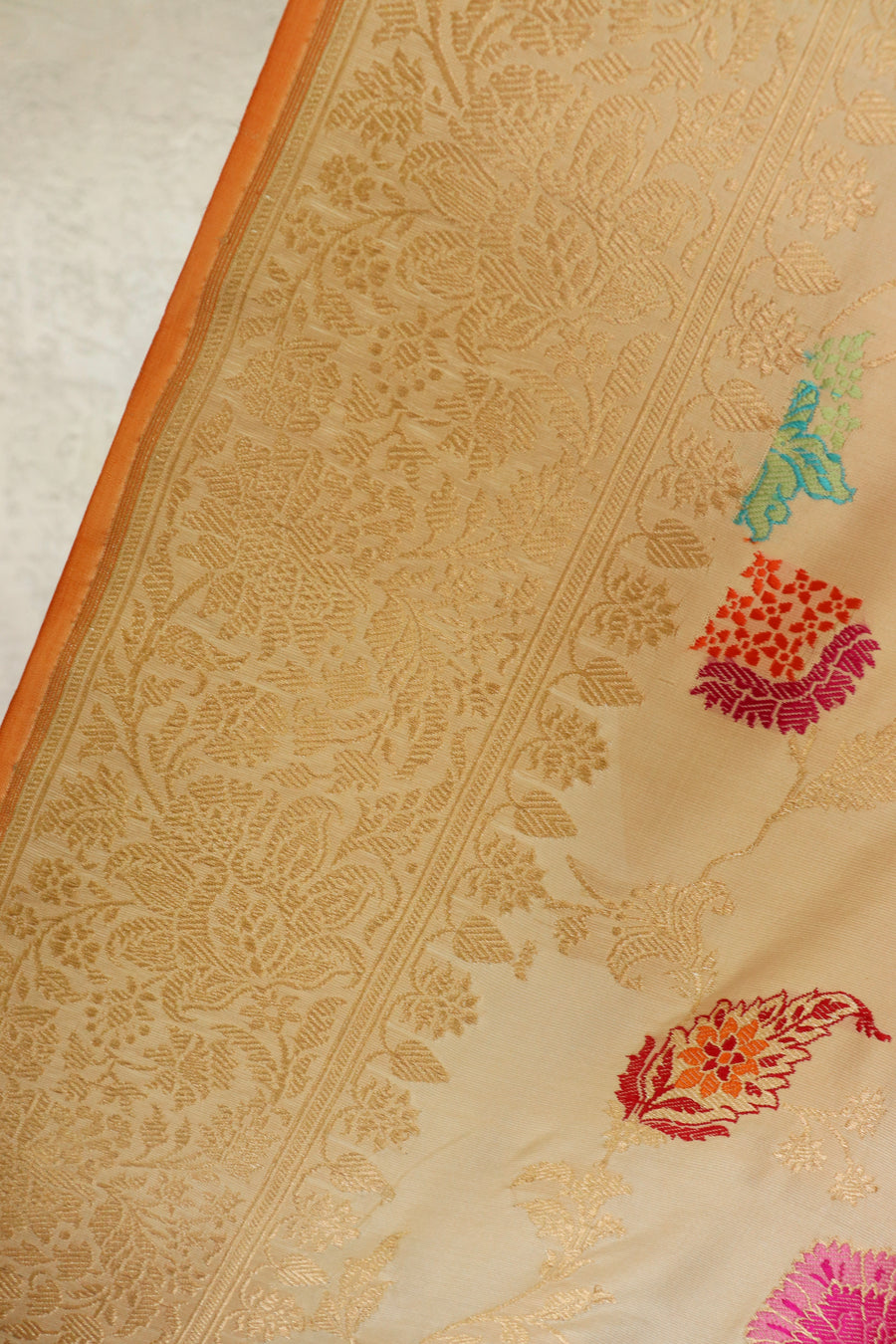 Ivory Kimkhab Pure Silk Banarasi Handloom Saree