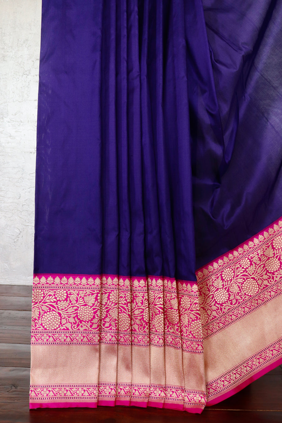 Bright Blue & Pink Kadhua Pure Katan Silk Handloom Banarasi Saree