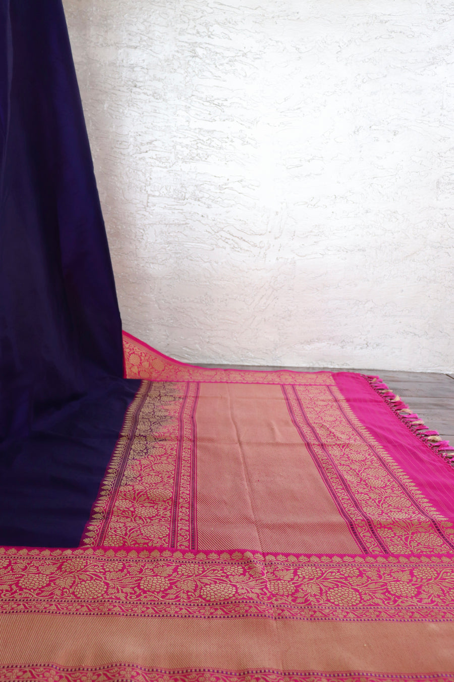 Bright Blue & Pink Kadhua Pure Katan Silk Handloom Banarasi Saree