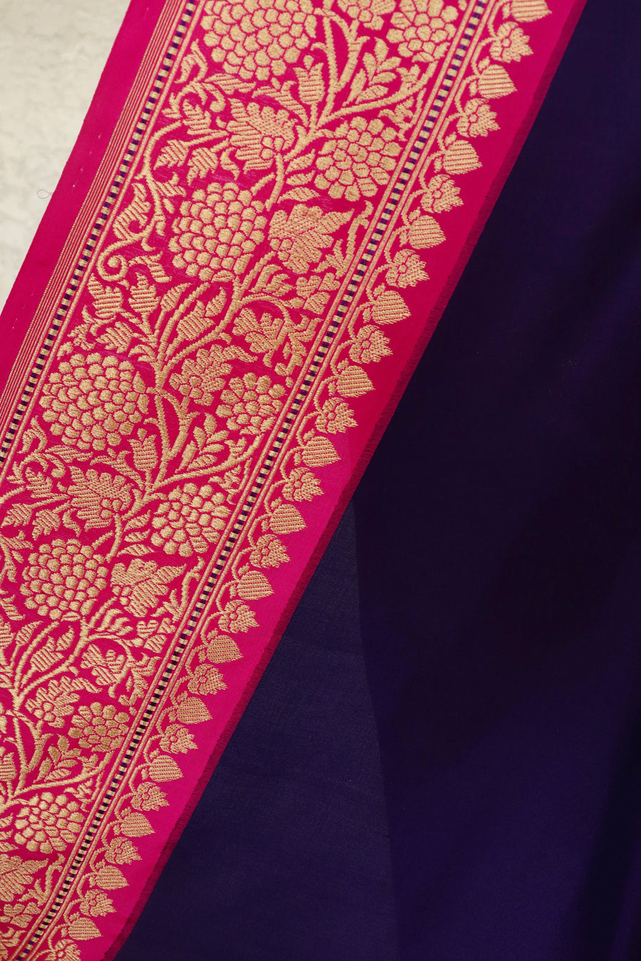 Bright Blue & Pink Kadhua Pure Katan Silk Handloom Banarasi Saree