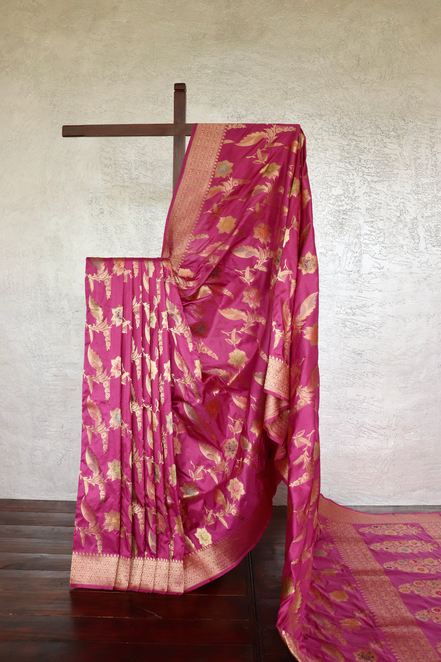 Purple Meenadar Pure Silk Handloom Banarasi Jangla Saree