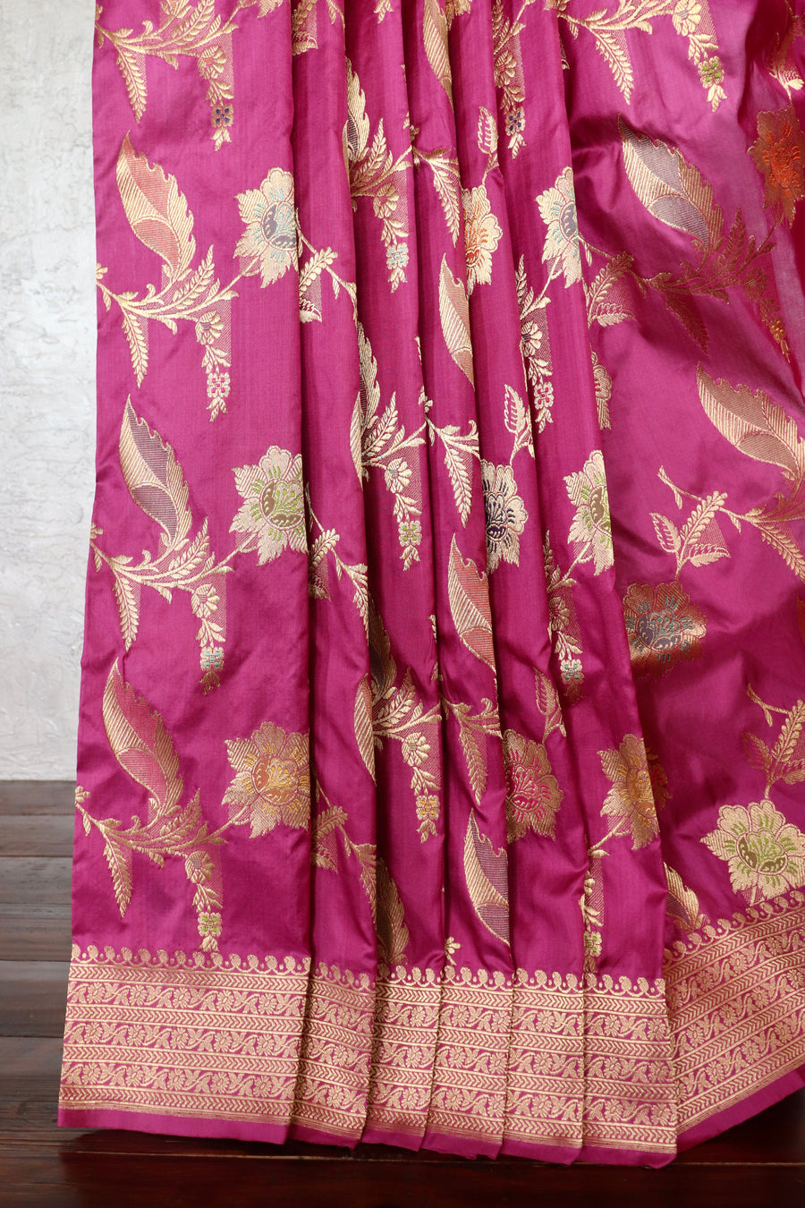 Purple Meenadar Pure Silk Handloom Banarasi Jangla Saree