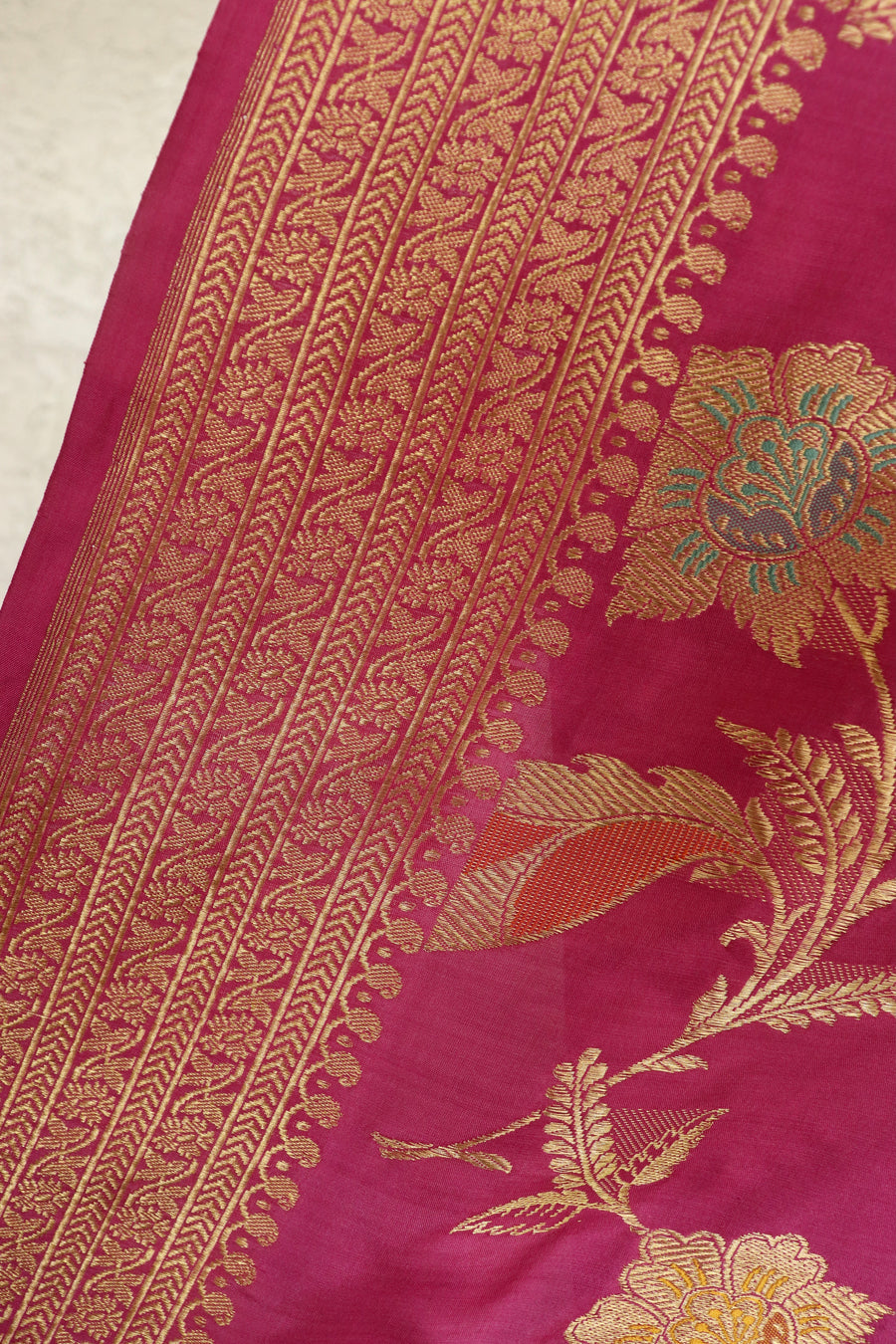 Purple Meenadar Pure Silk Handloom Banarasi Jangla Saree
