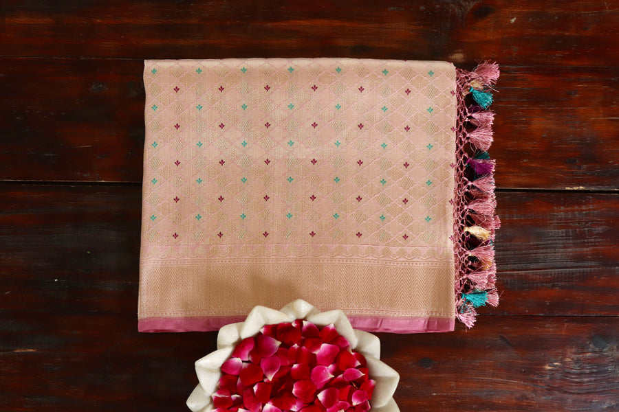 Rose Meenadar Broacde Banarsi Silk Saree