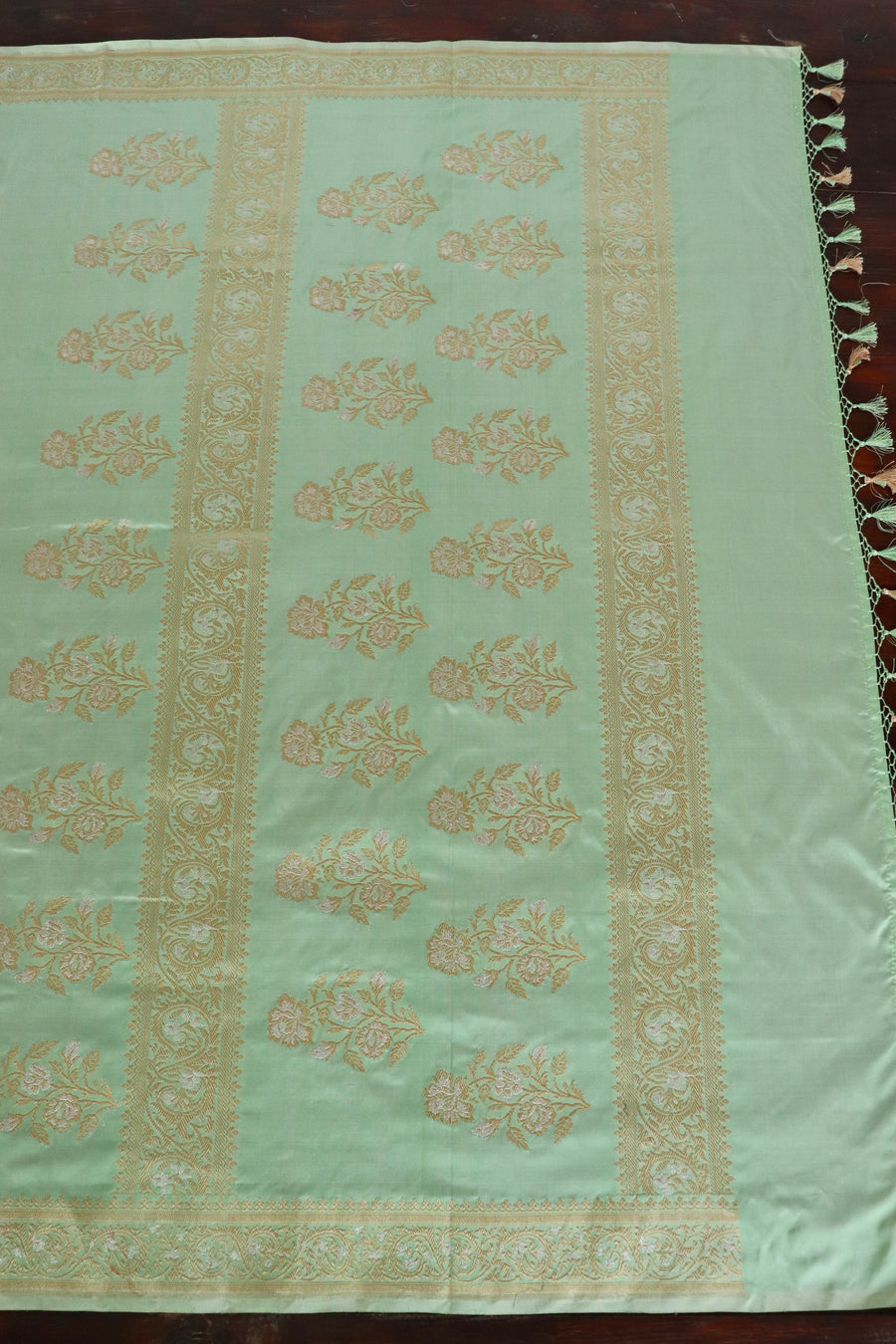 Mint Sona Rupa Pure Silk Handloom Banarasi Saree