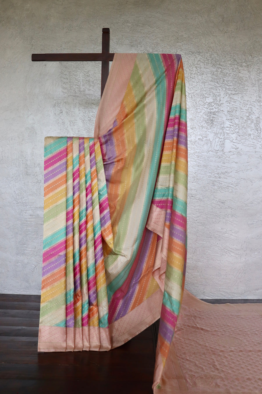 Multicolor Banarasi Rangkaat Pure Silk Handloom Saree