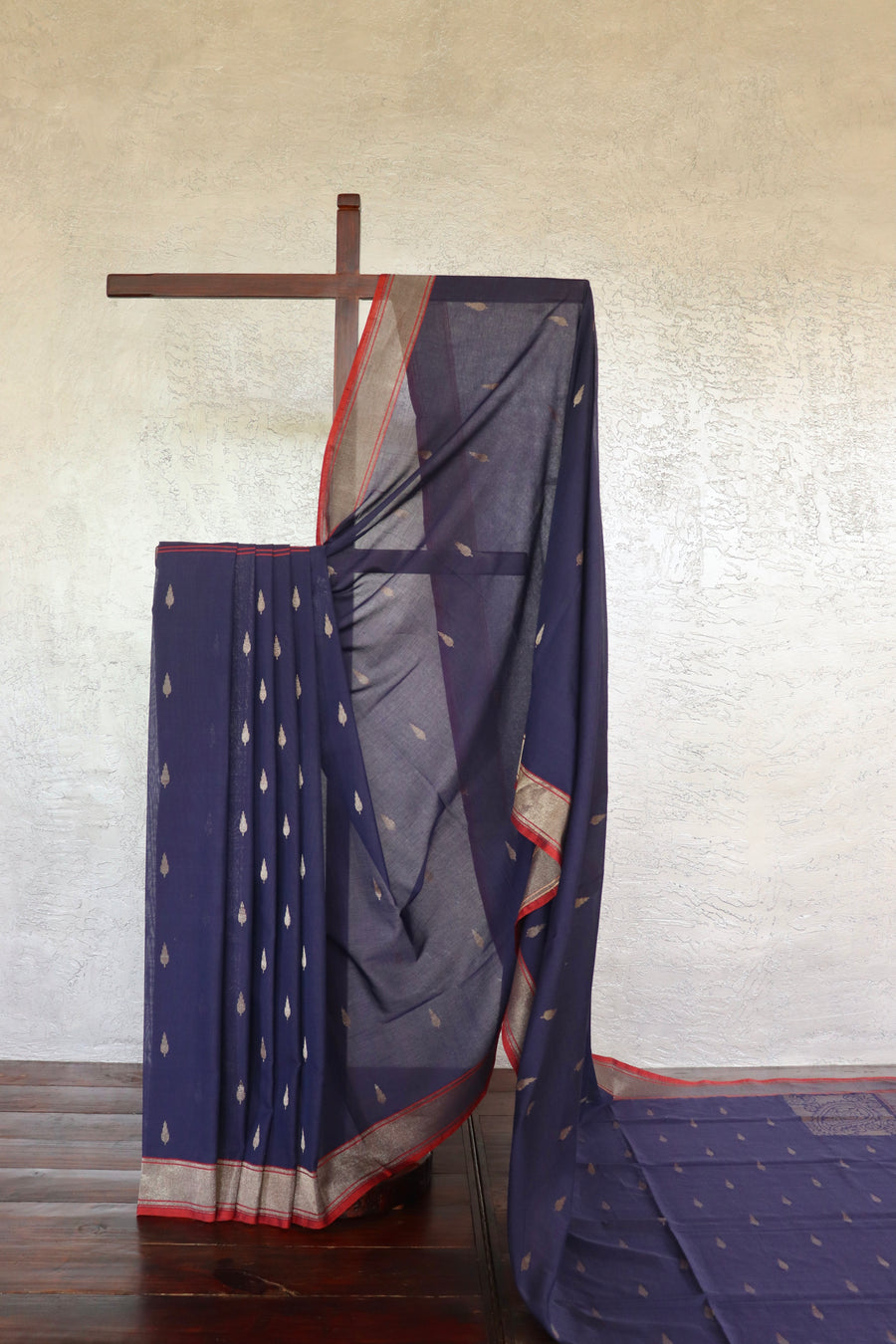 Neelambari Pure Zari Handwoven Cotton Banarasi Saree