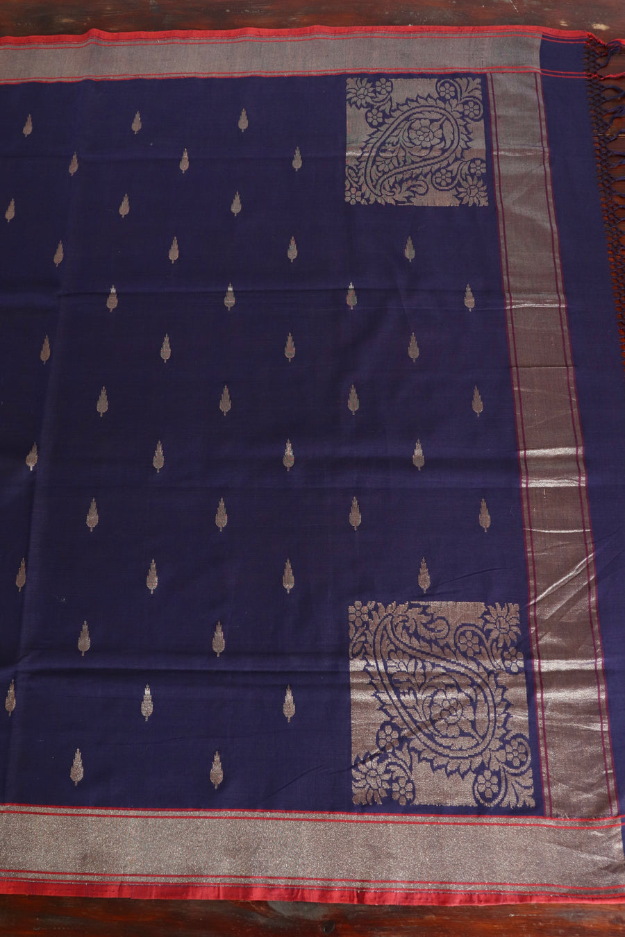 Neelambari Pure Zari Handwoven Cotton Banarasi Saree