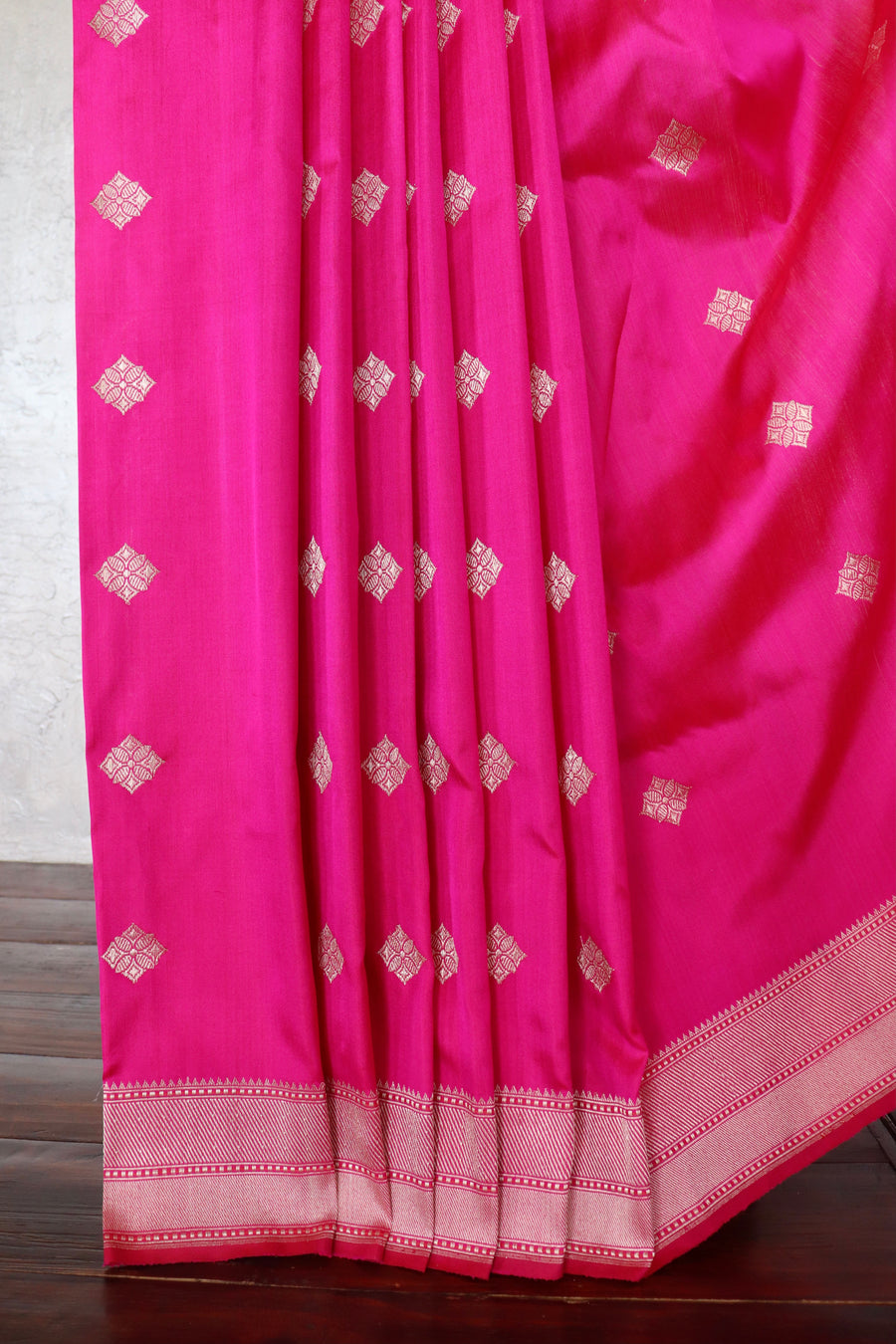 Rani Pink Kadhua Motif Pure Katan Silk Handloom Saree