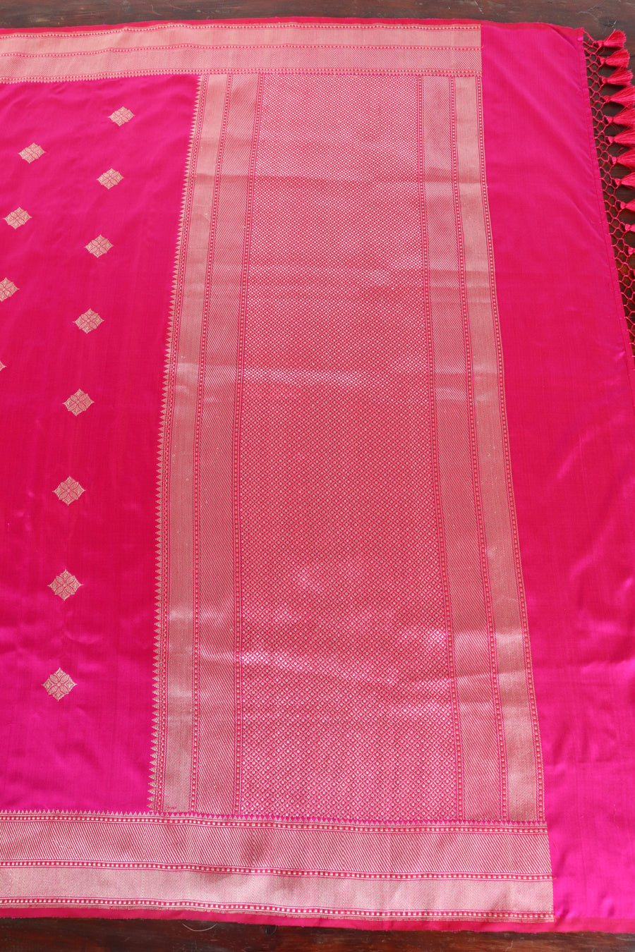 Rani Pink Kadhua Motif Pure Katan Silk Handloom Saree