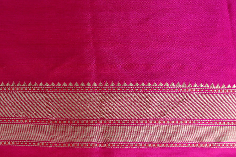 Rani Pink Kadhua Motif Pure Katan Silk Handloom Saree