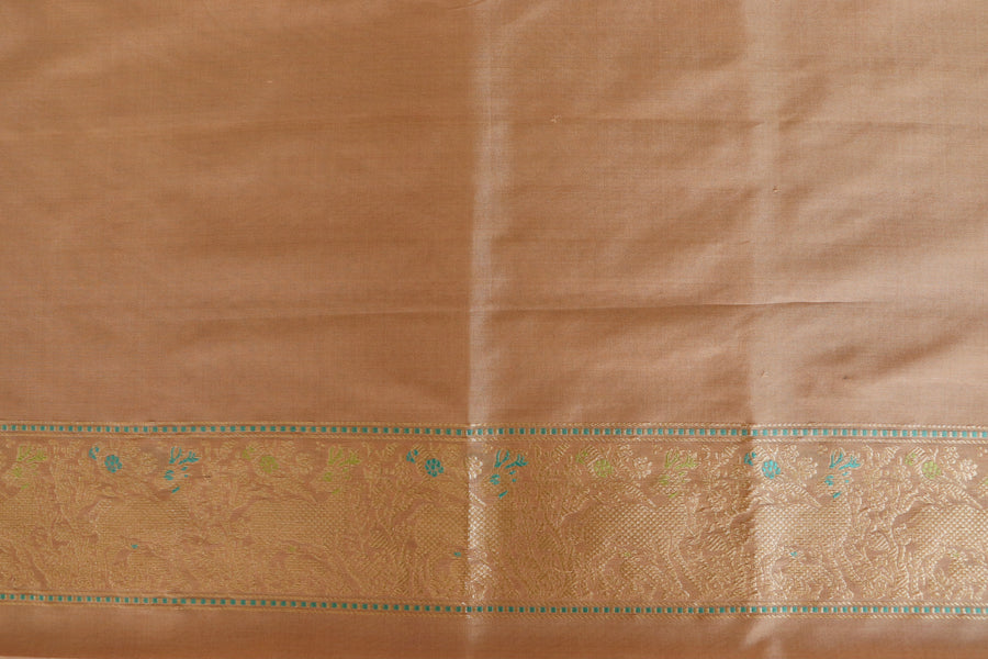 Blush Peach Bird Motif Kadhua Pure Silk Handloom Banarasi Saree