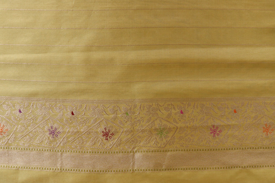 Light Lemon Kairy Pure Silk Handloom Banarasi Saree