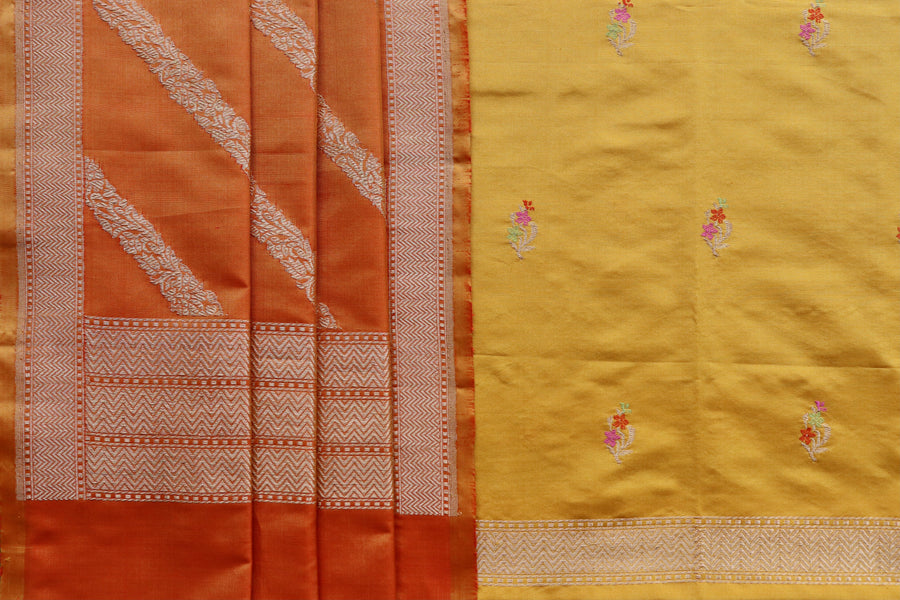 Marigold Meenadar Handwoven Banarsi Silk Suit