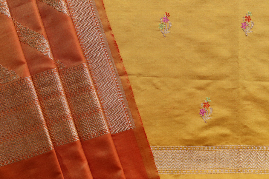 Marigold Meenadar Handwoven Banarsi Silk Suit