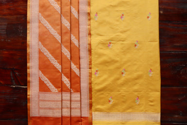 Marigold Meenadar Banarsi Silk Saree | Handwoven