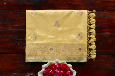 handloom Banarsi saree with kairy motifs in pure silk