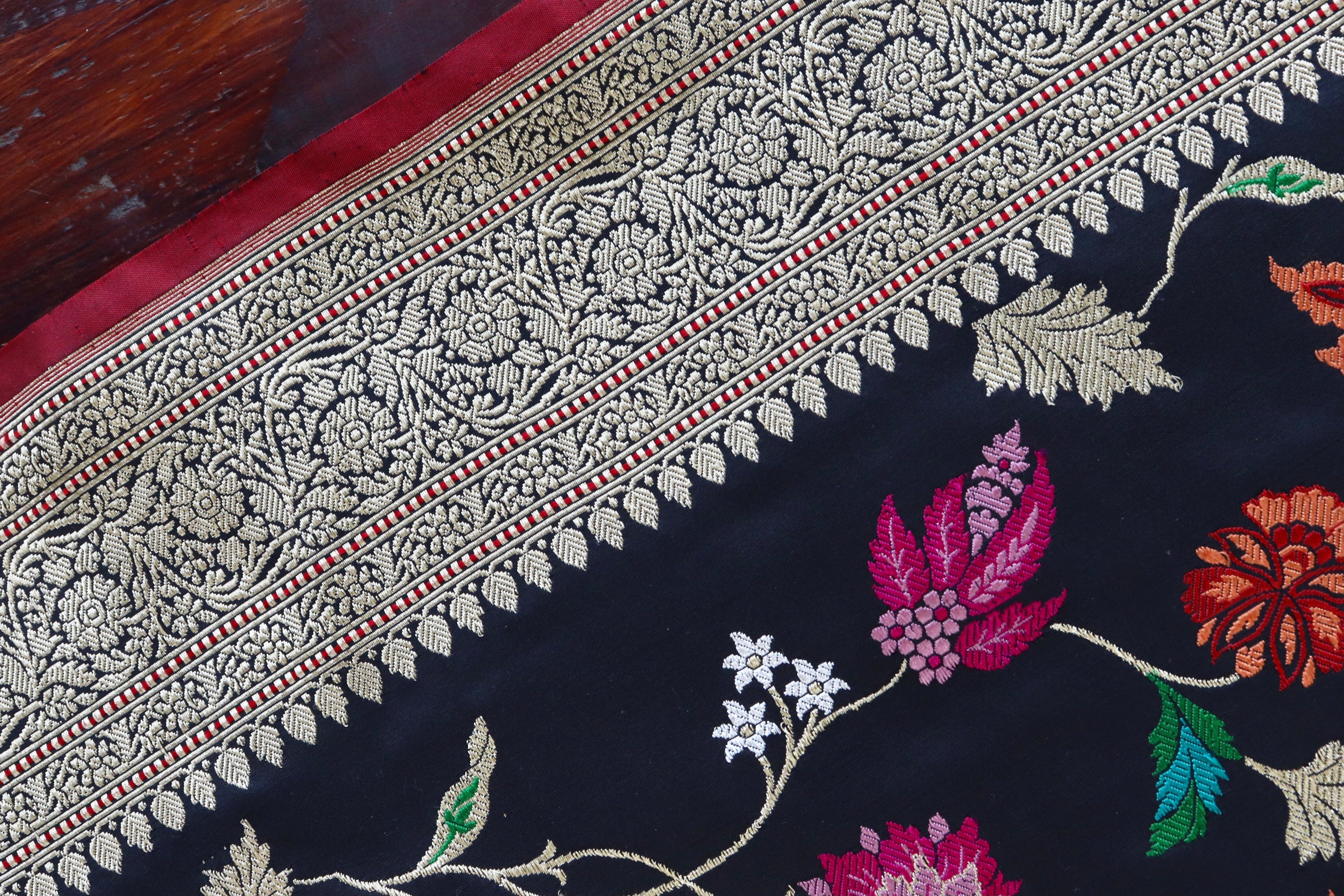 Black Kimkhab Pure Silk Handloom Banarasi Saree
