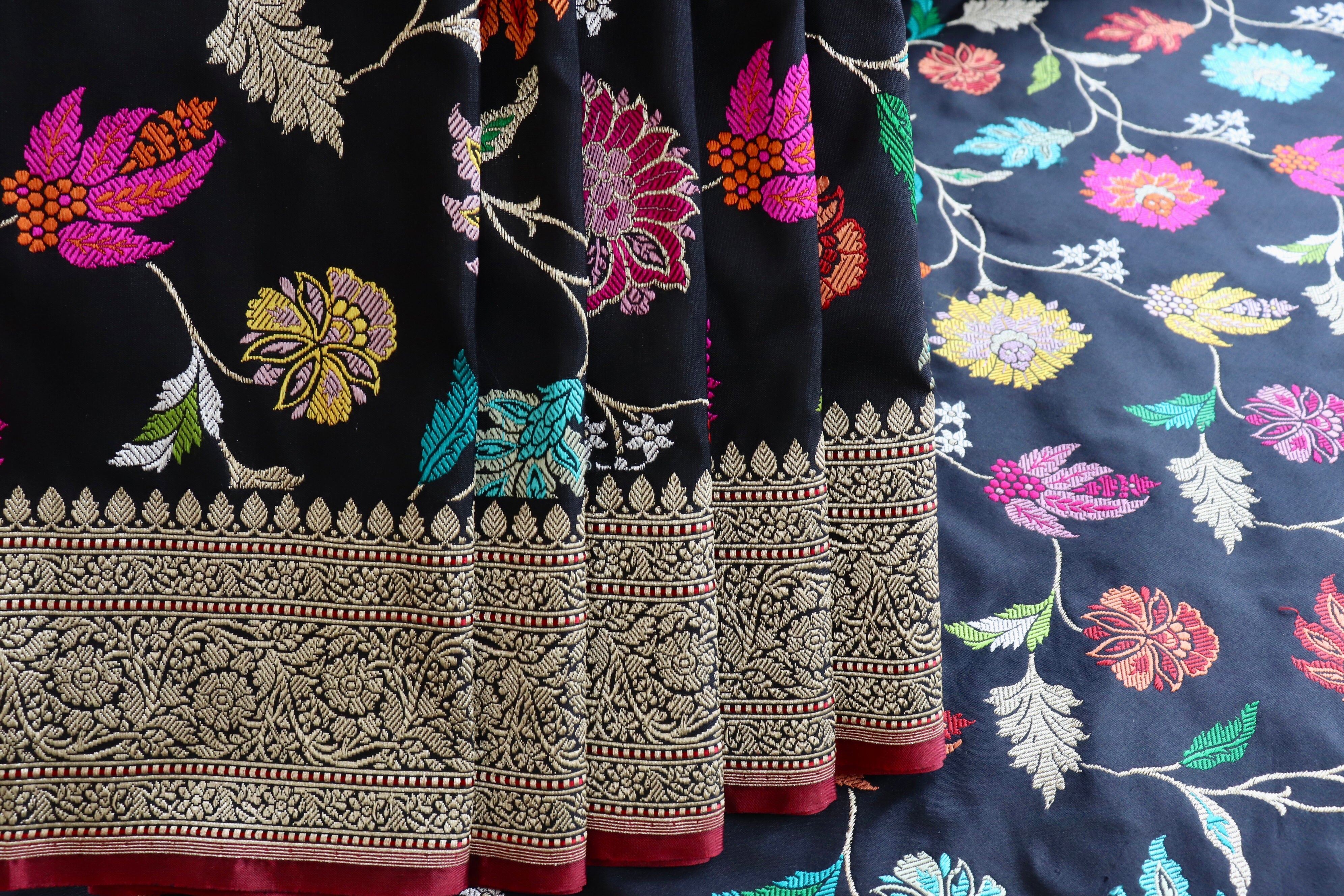 Black Kimkhab Pure Silk Handloom Banarasi Saree
