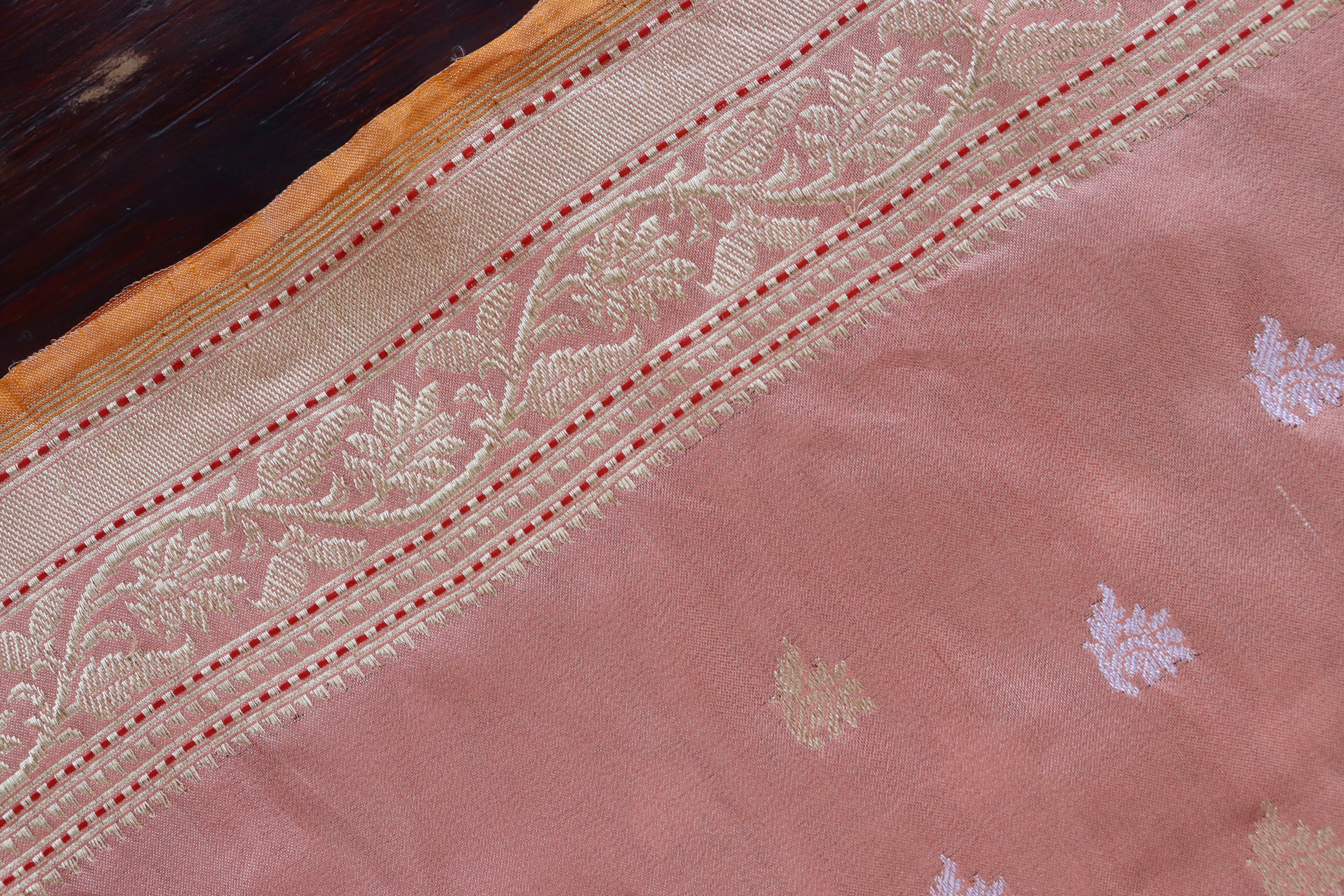 Peach Tissue Sona Rupa Pure Silk Handloom Banarasi Saree