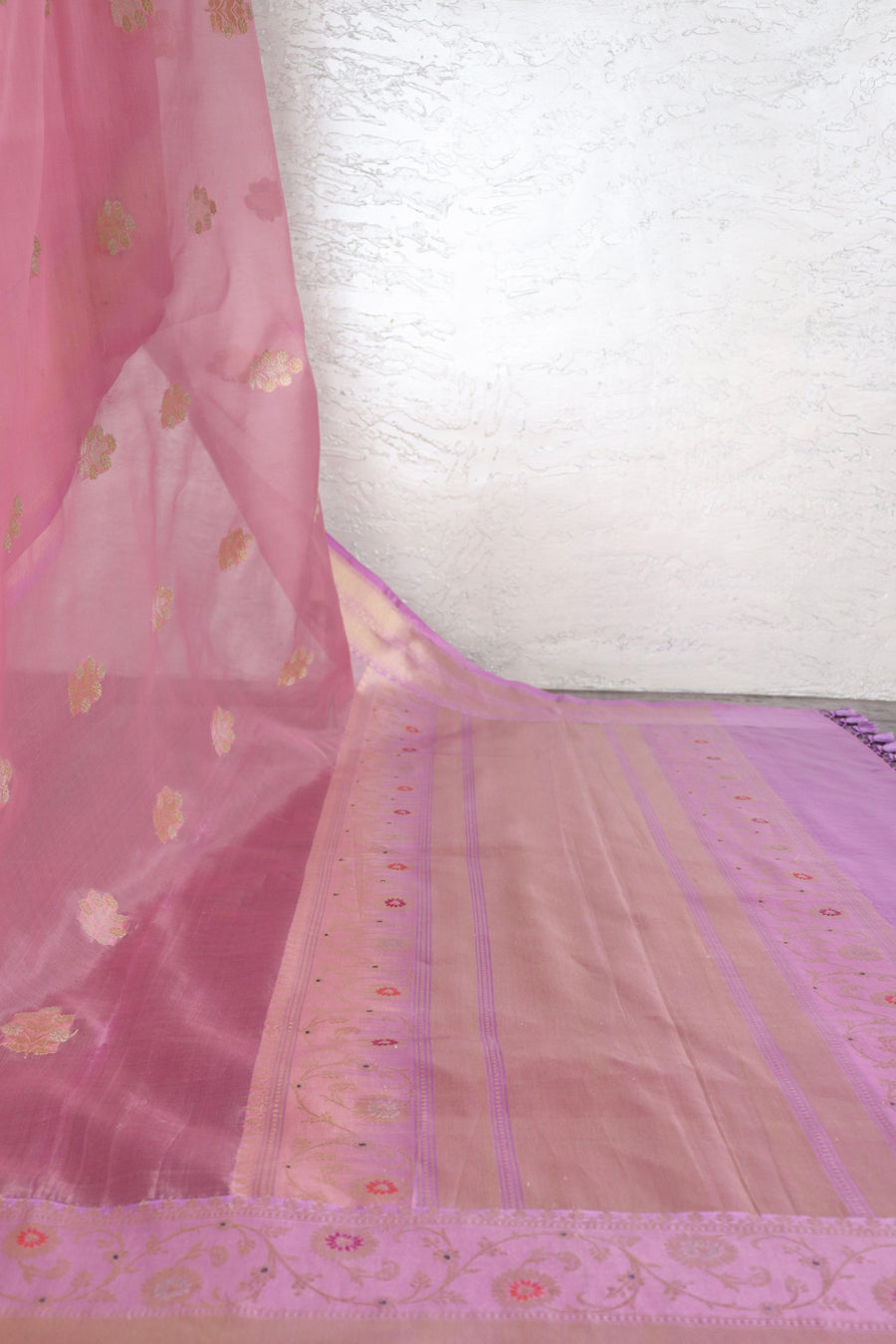Pink Kadhua Pure Kora Silk Banarasi Saree | Stuti Weaves