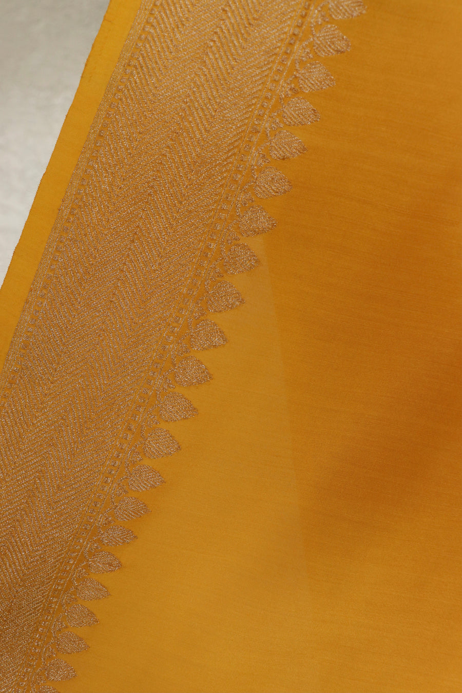 Marigold Meenakari Buti Kadhua Motif Munga Silk Handloom Saree
