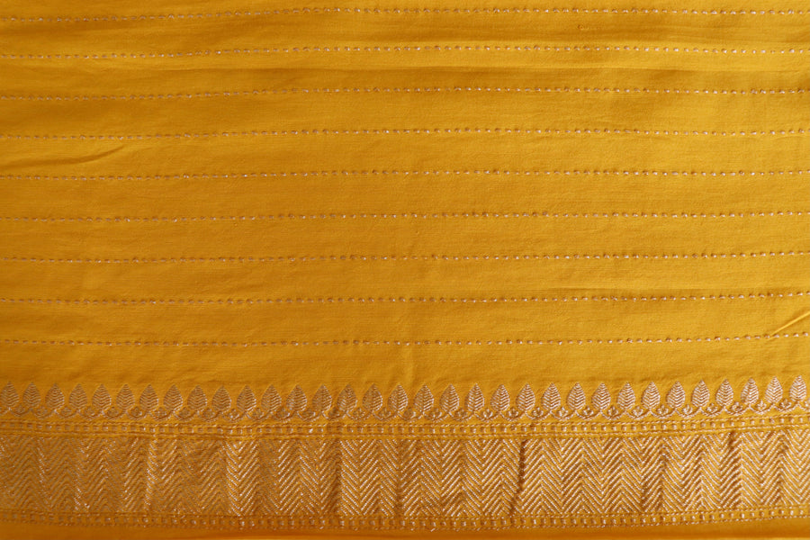 Marigold Meenakari Buti Kadhua Motif Munga Silk Handloom Saree