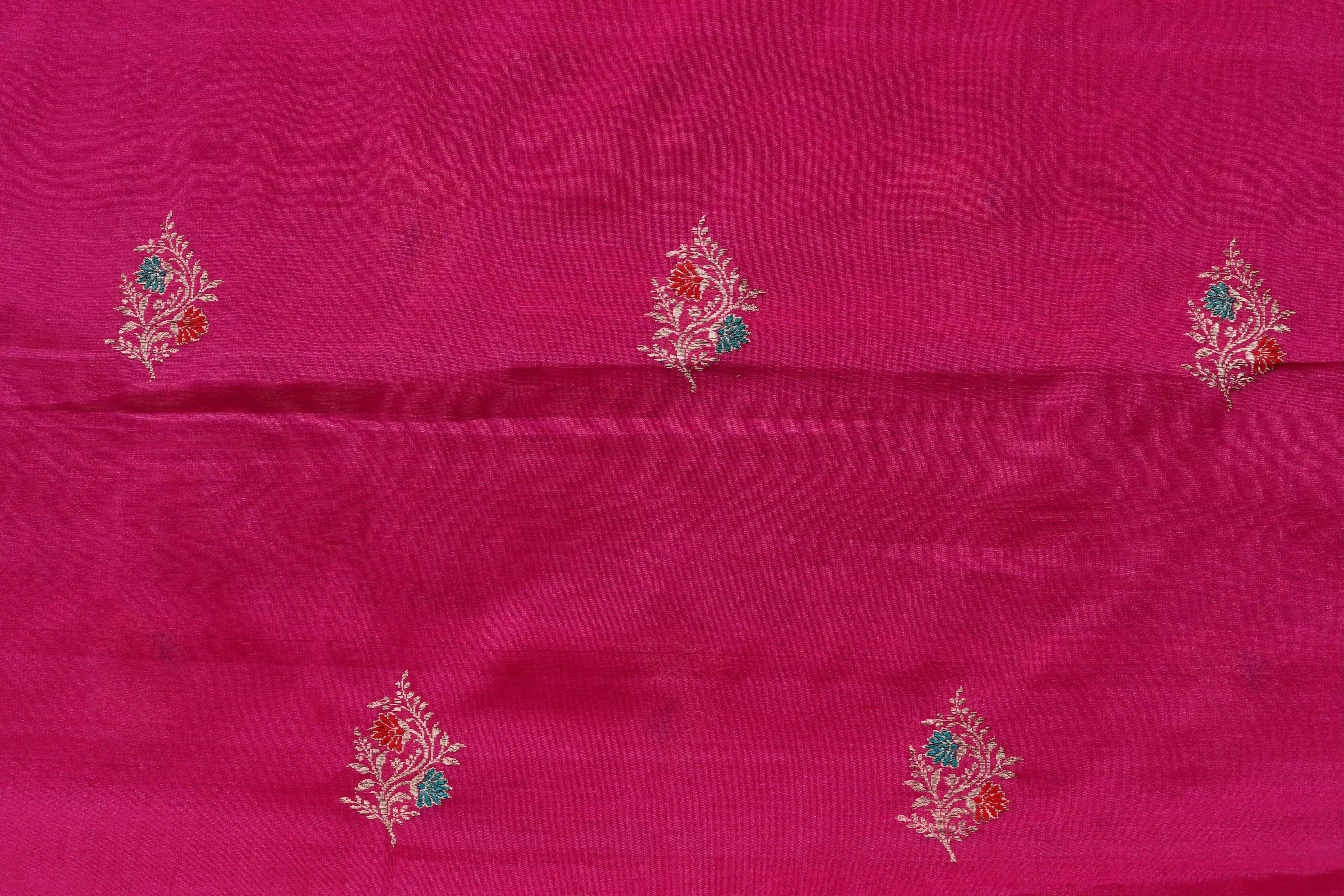 Rani Pink Meenakari Buti Banarsi Silk Suit Set